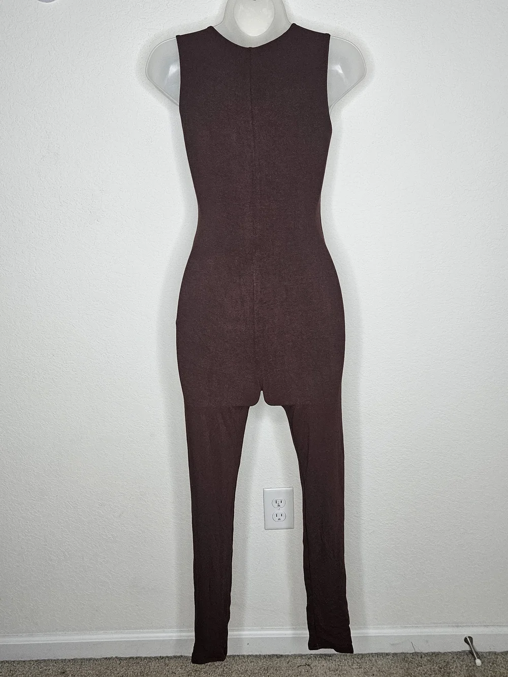 Naked Wardrobe Baby Mama Brown Sleeveless Zip Front Jumpsuit Maternity Nursing S - Picture 7 of 9